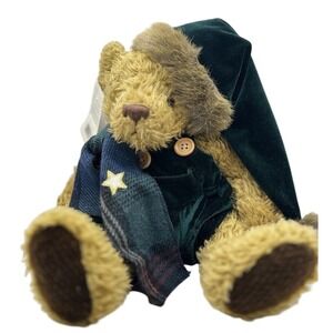First & Main Teddy Bear Pajamas Sleepy Star Scarf Green Velvet